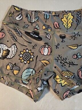 WodBottom Small Women's Gray Fall Print Active Shorts